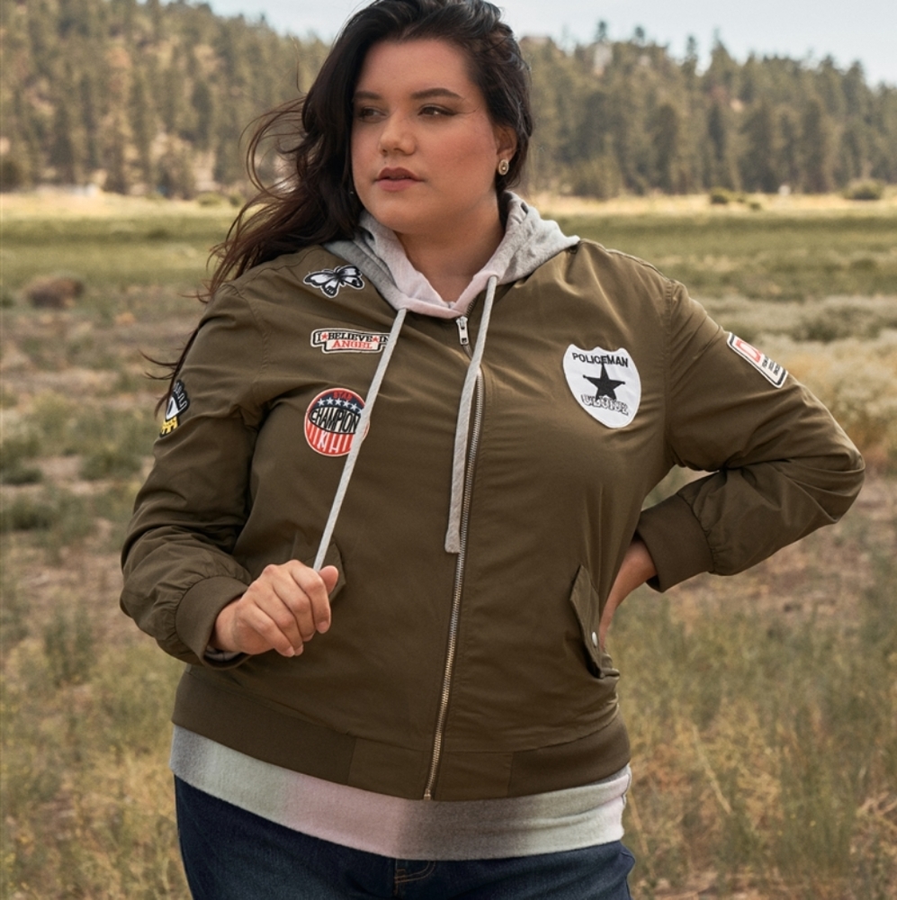 Plus size winter aviator casual black jacket